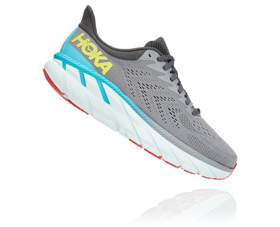 Running Shoes Mens - Hoka One One Clifton 7 - Grey - TECLZNF-48